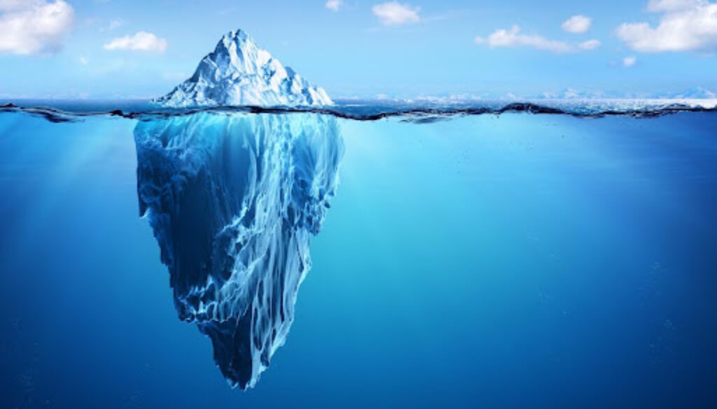 Iceberg representing conscious mind vs. subconscious mnd